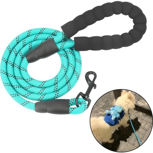 1.5CM Reflective Wire Dog Leads Soft Foam Handle Durable Medium Big Dog Collar Leashes For Labrador Husky Rottweiler