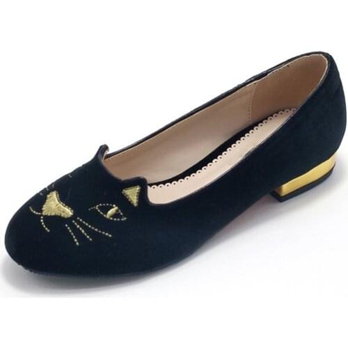 New Cat Flat Casual Women Shoes Round Toe Loafers Velvet Embroidery Comfortable Fashion Shoes Women For Spring Autumn 2021