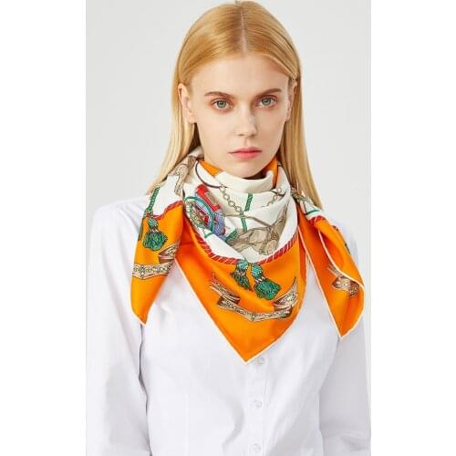90cm Handmade Curled Scarves Women Luxury 100% Twill Silk Hijab Scarf Foulard Shawl Brand Square Scarf Warps Fashion Bandana