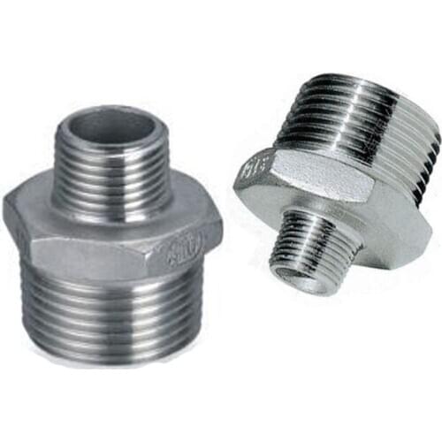 1/2"x1/4" Hex Nipple Threaded Reducer Male x Male Pipe Fittings Stainless Steel SS304