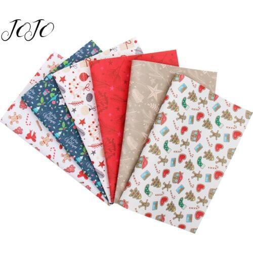 JOJO BOWS 22*30cm 1pc Christmas Printed Faux Synthetic Leather Fabric Sheet For Handcraft DIY Hair Bows Holiday Home Decoration