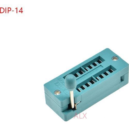 2PCS GREEN DIP14 ZIF ZIP IC SOCKET 14P DIP CHIP TEST Adaptor 14 PIN dip-14 14PIN 2.54MM PITCH 214-3455 CONNECTOR FOR PCB