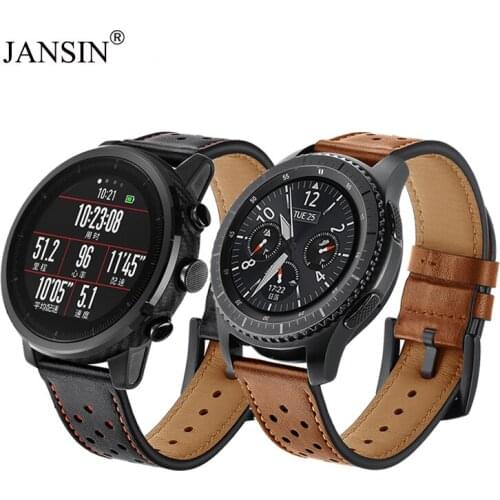 22mm watch Strap for Samsung Gear S3 Frontier/s3 Classic/galaxy watch 46mm/Xiaomi Huami Amazfit Pace Genuine Leather Watch band