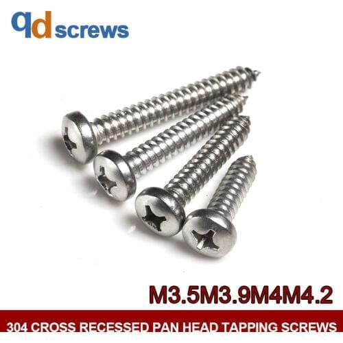 304 M3.5M3.9M4M4.2Cross recessed pan head tapping screws self-tapping Phillip round screw GB845 DIN7981 ISO 7049