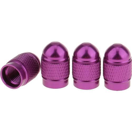 4x Aluminum Style Rim Valve Wheel Air Port Cover Stems Cap Purple