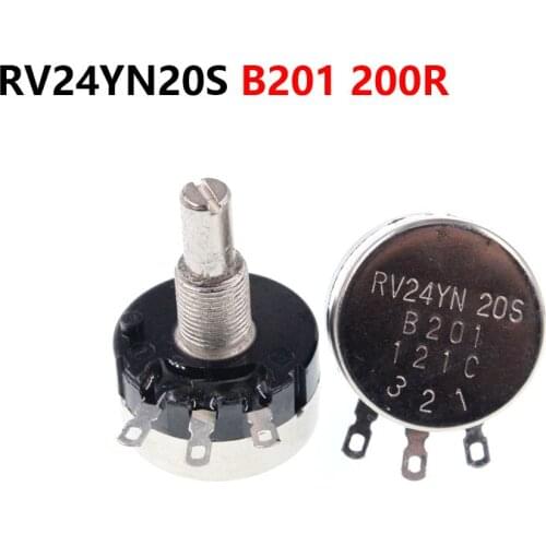 5PCS Single Turn Carbon Film Potentiometer RV24YN20S B201 200R Adjustable Resistor