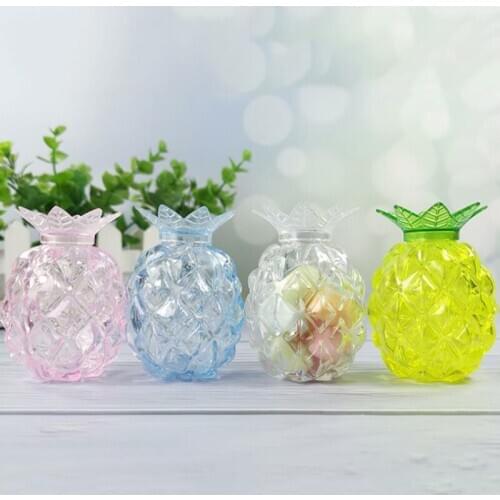 6pcs/set Creative Pineapple Shaped Candy Box Plastic Fruit Sugar Container Baby Shower Birthday Wedding Party Favor Gift Box