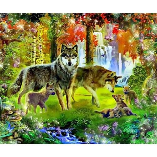 Diamond painting full embroidery Needlework resin 3D square diamond cross stitch wolf lover pattern diamond mosaic home decor