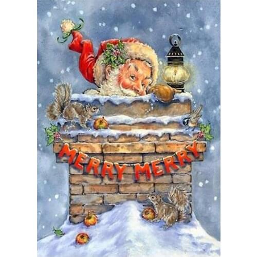 Santa Claus Chimney Diamond Painting Merry Christmas Round Full Drill 5D Nouveaute DIY Mosaic Embroidery Cross Stitch home decor