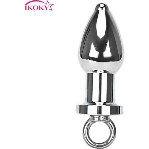 IKOKY Anal Cleaning Sex Toys for Men Women Erotic Toys Stainless Steel Anal Plug Adult Products Butt Plug