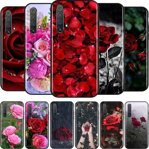 Red Rose Flowers Silicone Cover For Realme V15 X50 X7 X3 Superzoom Q2 C11 C3 7i 6i 6s 6 Global Pro 5G Phone Case