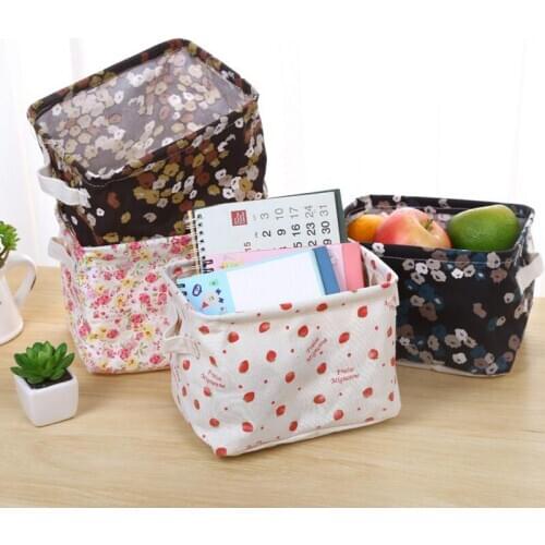 Floral Makeup Cosmetic Storage Box Zakka Storage Bag Organiser Foldable waterproof Container Storage Basket cajas organizadoras