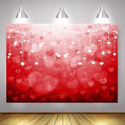 Valentines Day Red Heart Backdrop for Photo Studio Glitter Love Newborn Baby Birthday Photo Background Photography Photocall