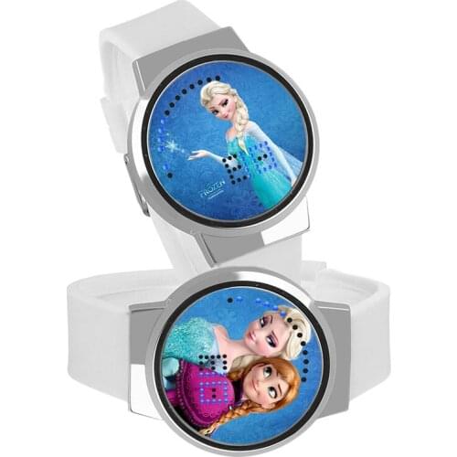 Frozen 2 Waterproof Touch LED Fashion Watch Disney Anime Figure Elsa Anna Olaf Series Girls Watches Childrens Birthday Gifts