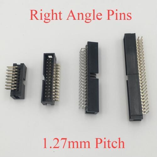 DC3 26P 30P 34P 40P 26 30 34 40 Pins 1.27mm Pitch Right Angle Double Row Space Connector IDC ISP JTAG Male Header Socket Box