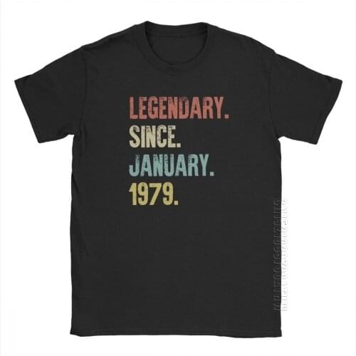 Retro Vintage 40th Birthday T Shirts Legendary Since January 1979 T Shirt For Men Short Sleeves Clothing Tees Purified Cotton