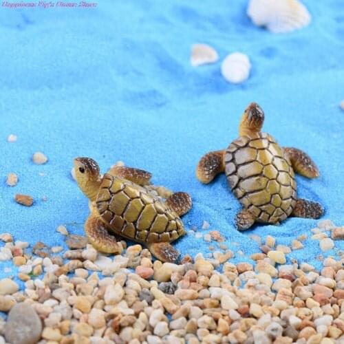 Artificial ini Sea Turtle Model Resin Figurines Fairy Garden Miniatures Fish Tank Acessories DIY Terrarium Landscape Decoration