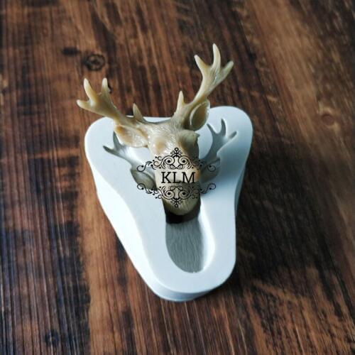 KLM-00400 3D elk head cake decoration mould Christmas birthday cake tool Soft candy process Jewelry pendant plastic mold