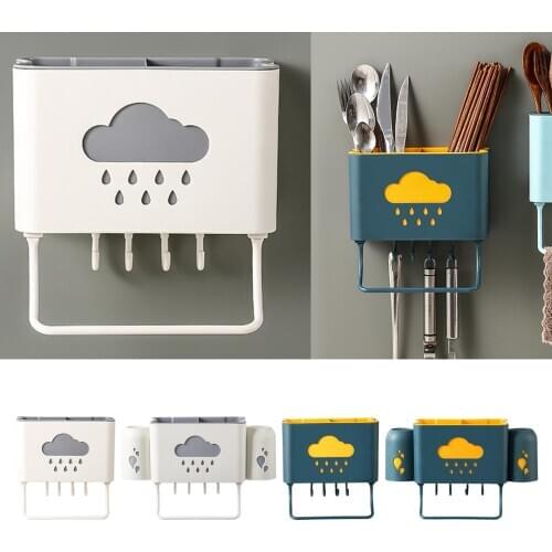 Kitchen Bathroom Toothbrush Cup Soap Rack Holder Storage Shelf Wall Mounted