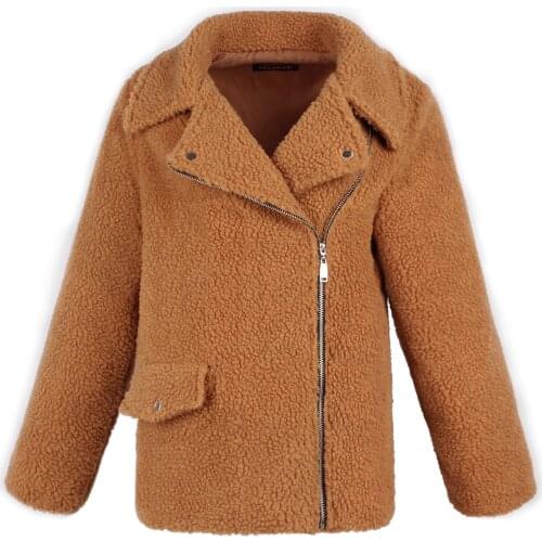 European and American Hot-selling Motorcycle Jacket BF Wind Short Loose Lapel Jacket Female Plush Jacket Imitation Lamb Wool