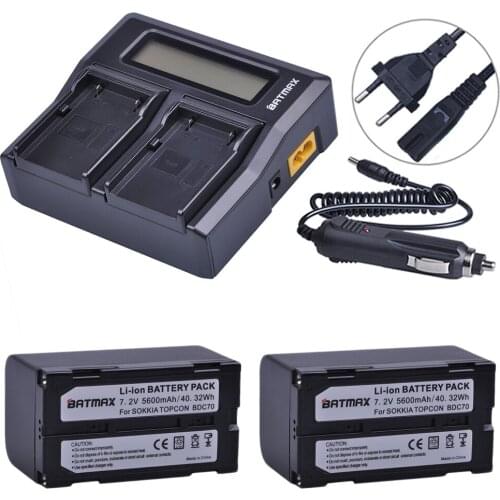 Batmax 5600mAh BDC70 Li-ion Battery+LCD Rapid Dual Charger for sokkia CX FX total station topcon ES OS total station