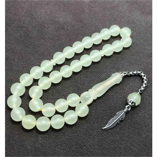 Midyat Nurtaş Silver Metal Tassels Cat Eye Powder Amber Prayer Beads Turkish handmade Islamic rosary special design manufacturing
