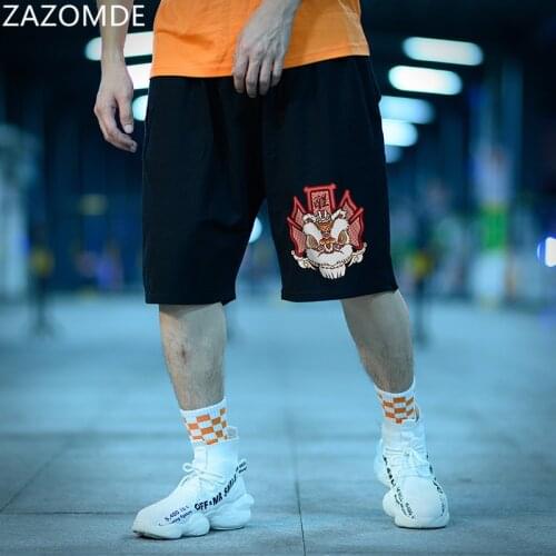 ZAZOMDE Trendy Casual Hip hop Mens Shorts Fashion Pattern Black Plus Size Basketball Black Shorts Fitness Sweatshorts Summer