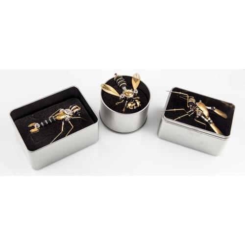 270Pcs Steampunk Insect Metal Model Kits Mechanical Crafts For Home Decor Assembly Toy - Mosquito + Deck Insect + Bee Trinity