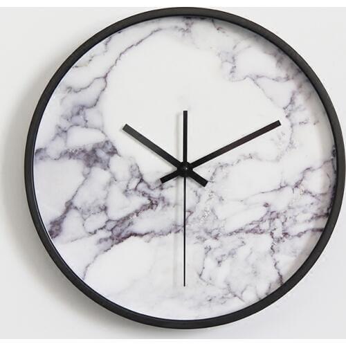 Marble Pattern Wall Clock Fashionable Vogue European Luxury Unique Round Silently Quartz Needle Wall Clock for Decor