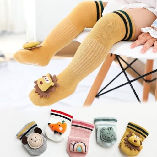 Winter Warm Strip Anti Slip Long Baby Sock Knee High Newborn Toddler Sock For Baby Girl Boy Cute Cartoon Animal Floor Sock
