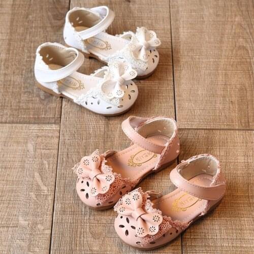Latest summer childrens shoes 2021 fashion leather sweet childrens sandals Girl Toddler Baby breathable Bow Shoes