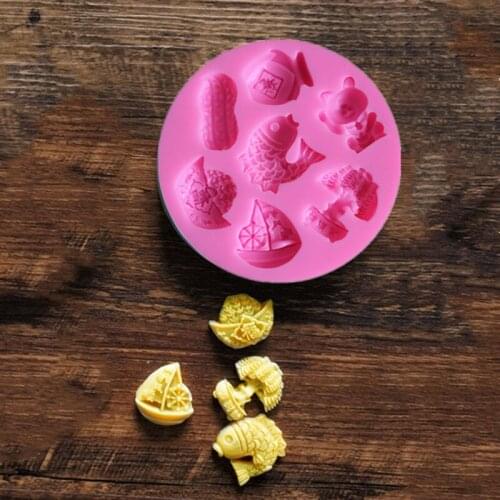 New Lucky Cats Congratulations Fortune Ingots Fortune Tree Mould Chocolate Fondant Cake Mould K110