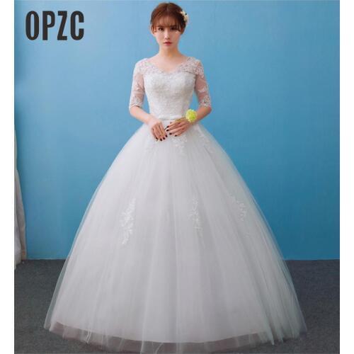 Velnosa Real Photo New Arrival Elegant Half Lace Sleeve Wedding Dresses 2017 vestidos de noiva V Neck Bridal Dress Cunstomize