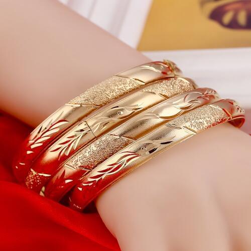 Openable Newest Dubai 8MM Width Gold Bangles Women Men Gold Women Bracelets African European Ethiopia Jewelry Bangles