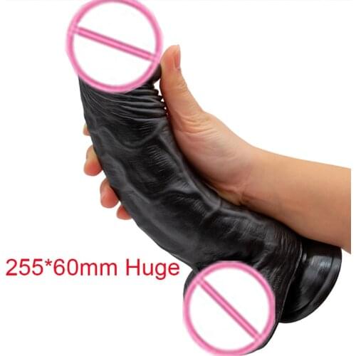 Full Silicone PVC Soft 10inch Long 60mm Diamter Dildo Women Sex Love Realistic Anal Penis