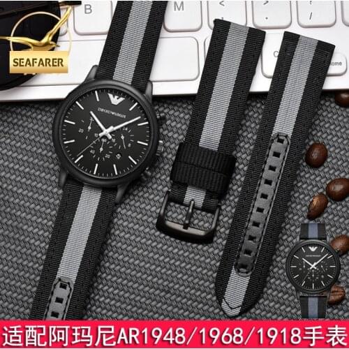 Watch Strap for Armani Ar1948 1968 1918 Nylon Watchband Luigi Series Mens Canvas Watch Accessories