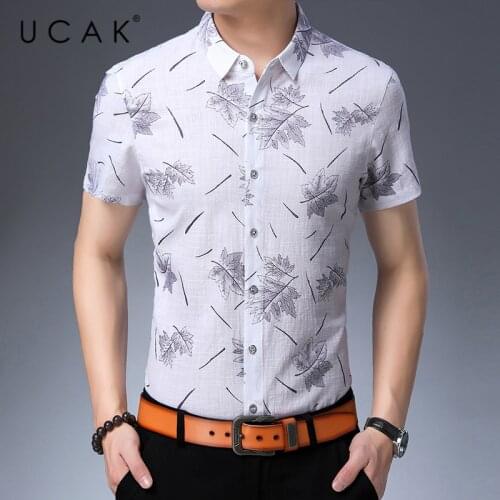UCAK Brand Summer Classic Pure Cotton Soft Shirts Men Clothing New Fashion Streetwear Casual Floral Shirt Clothes Homme U6240