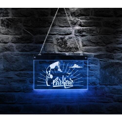 Hand Stand Parkour Acrylic Lighted Display Sign Energetic Outdoor Activity Spots Lighting Art NEON Decor Boy Room Home Décor