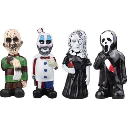 Garden Gnomes Nightmare Zombie Killer Statue Horror Figure Leatherface Killer Sculpture DIY Toy Halloween Decoration Ornament