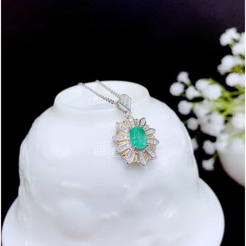 The Best Gift for Your loved Girl Emerald Necklace 925 sterling silver Fine jewelry Emerald Pendant