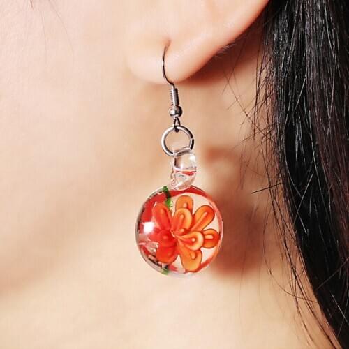 WEIYU 6 Colors Murano Glass Pendant Earrings Lampwork Coloured Glaze Drop Earrings for Women Valentines Day Wedding Jewelry