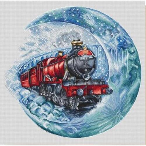 Moon train patterns Counted Cross Stitch 11CT 14CT 18CT DIY Cross Stitch Kits Embroidery Needlework Sets home decor