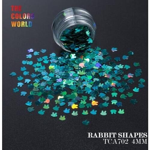 TCT-163 Holographic Color Rabbit Shape 4MM Glitter bunny head glitter Nail Art Deco Makeup Manual DIY Crafts Decoration