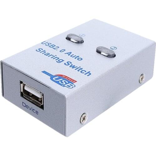 USB 2.0 Compact Switch HUB Automatic Adapter Box Electronic Metal Device Accessories Computer Splitter PC Printer Sharing 2 Port