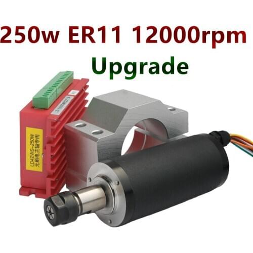 250w ER11 12000rpm Brushless DC spindle motor&MACH3 driver&mount bracket Electric spindle high speed brushless spindle motor