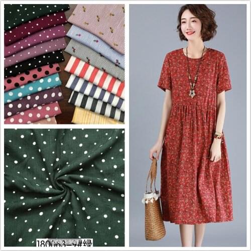 Reactive printed cotton silk crepe womens striped dot printed dress pants fabric