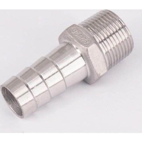 1/2" BSPT Male x 12mm Hose Barbed 304 Stainless Steel Pipe Fitting Hose tail Connector