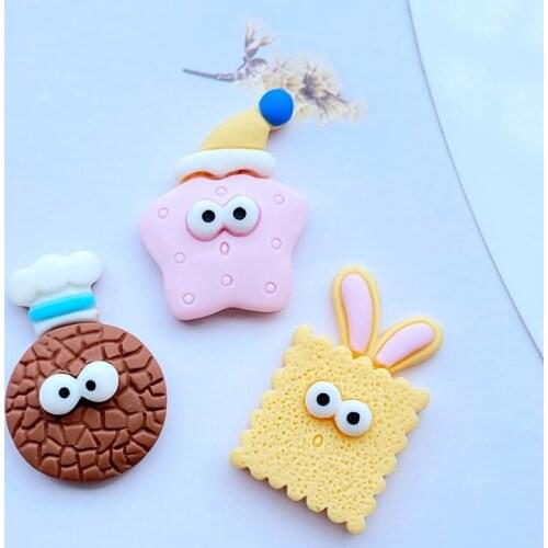 10pcs New Cute Resin Mini Imitation Biscuit Flat Back Cabochon Scrapbook Kawaii DIY Embellishments Accessories Q08