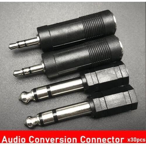 30pcs Guitar AMP Microphone 3.5 to 6.35mm 3.5 to 6.35mm Stereo Audio Conversion Connector Adapter Plug Black