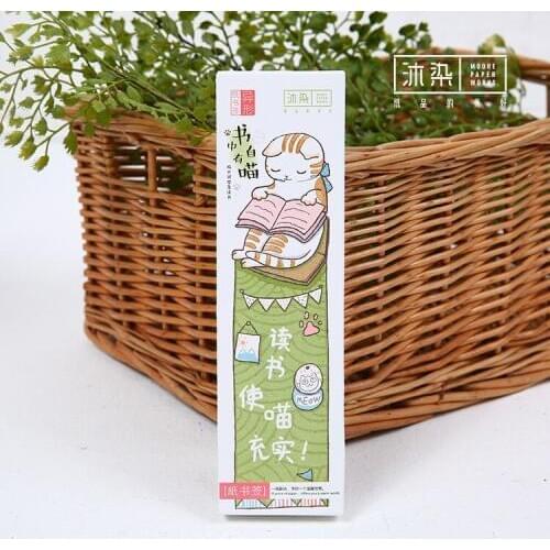 30 pcs/lot Kawaii Cartoon Cat Paper Bookmark Stationery Bookmarks Book Holder Message Card Promotional Gift Stationery